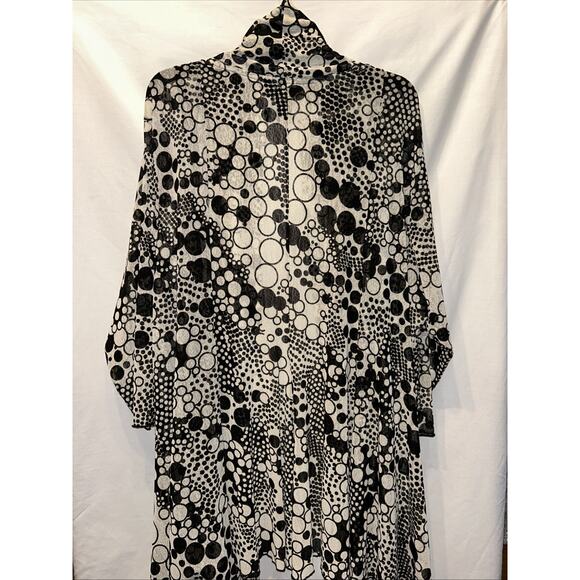 Ali Miles Cardigan Womens Plus 3X Black White Sheer Mesh Sweater Lightweight - Picture 8 of 13